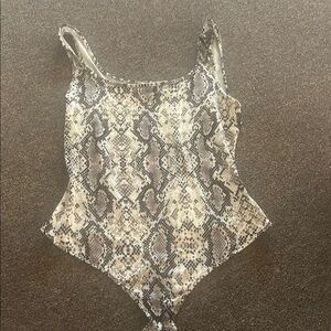 Iris Snake Print Bodysuit in Black and White